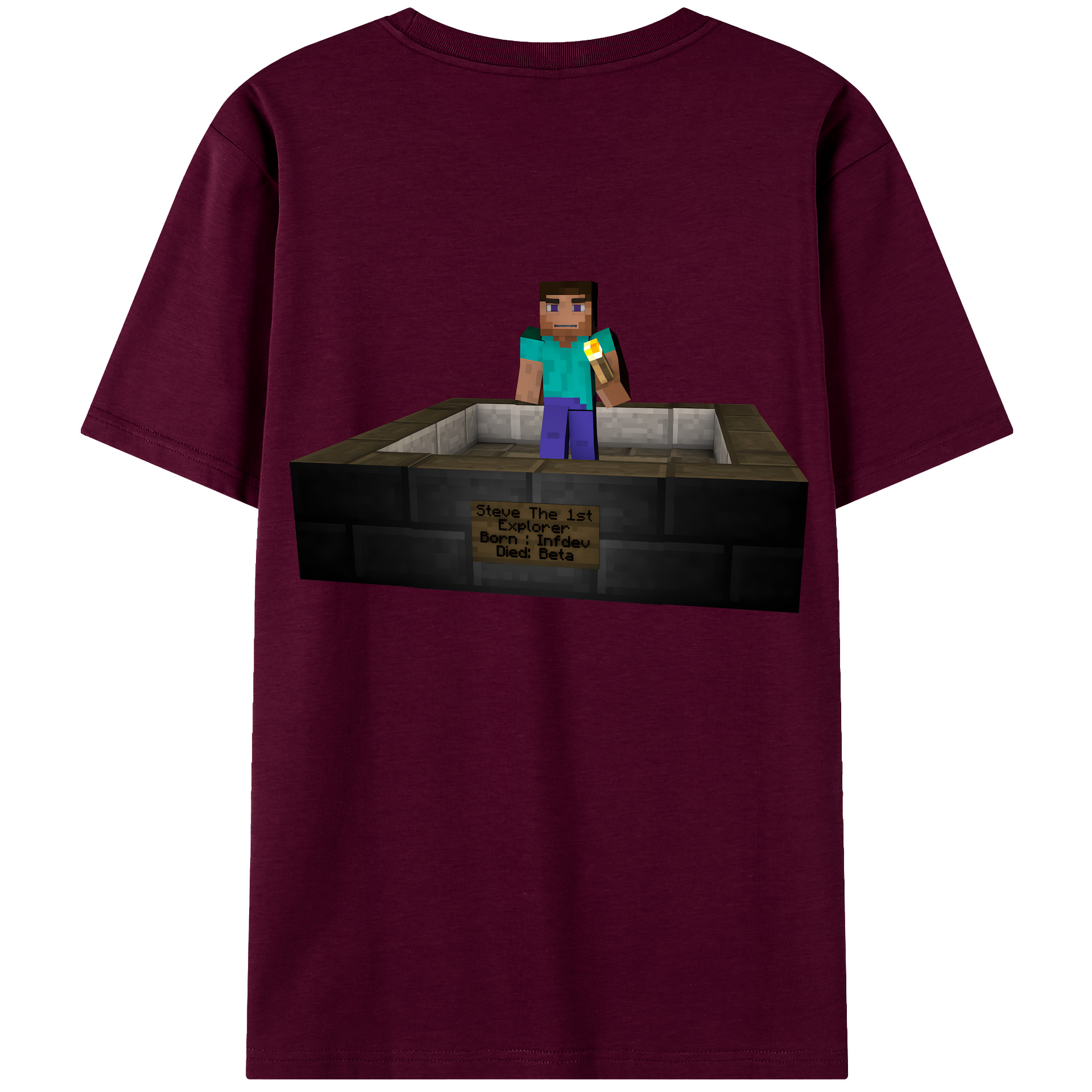 （画像用） マインクラフト ブロックの世界 Minecraft MC Block world レディース半袖Tシャツ(バックプリント)